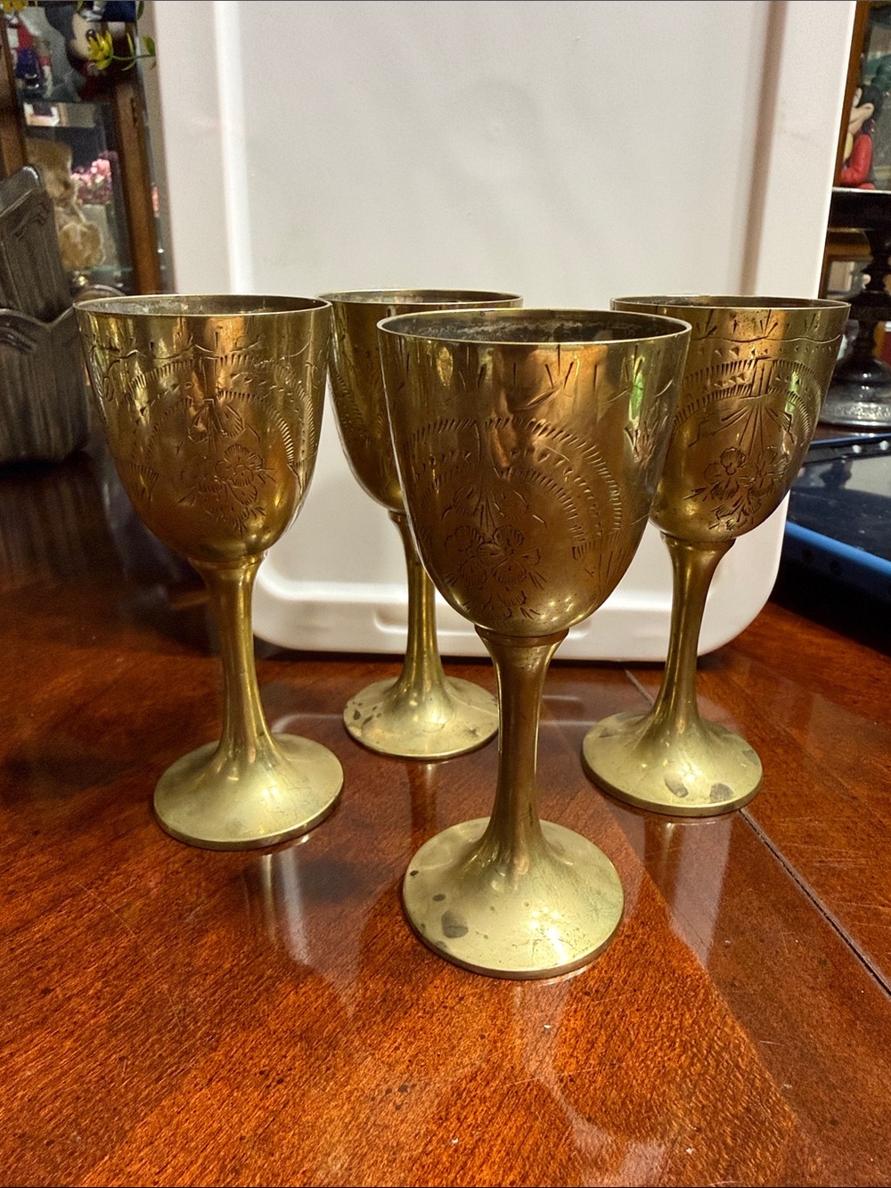 Brass Etched Goblets - Set of 4
